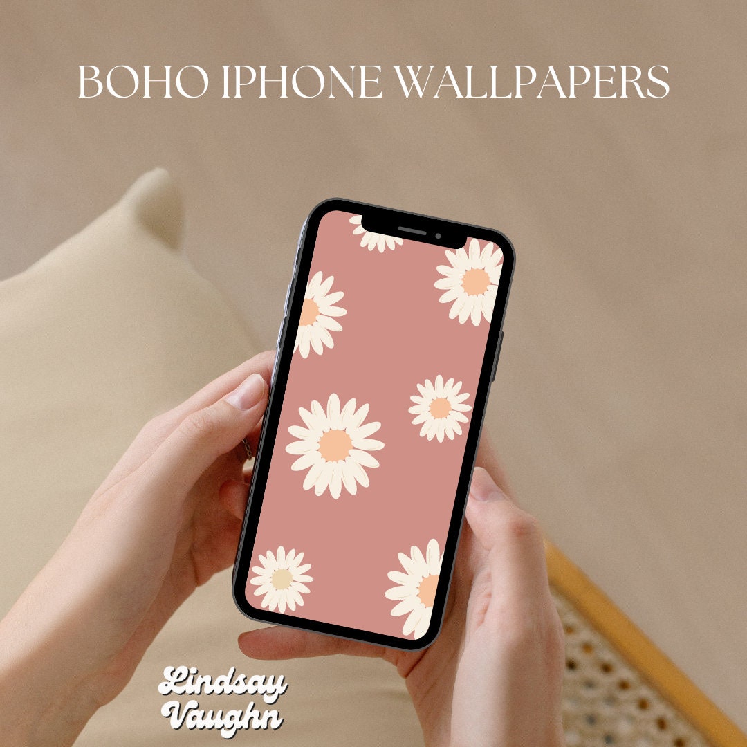 3 Boho iPhone Wallpapers Digital Download , Pink Blue Aesthetic