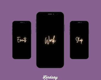 24 Neon Gold Instagram Story Highlight Covers | Instagram Story Highlight Icons | Instagram Bundle