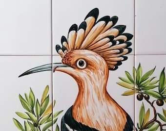 Decorative Ceramic Wall Tiles  - Hand Painted - Hoopoe | Ref. PT2083