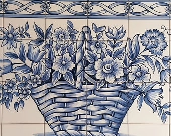 ポルトガルタイル、バックスプラッシュ、手描きタイル、装飾タイル