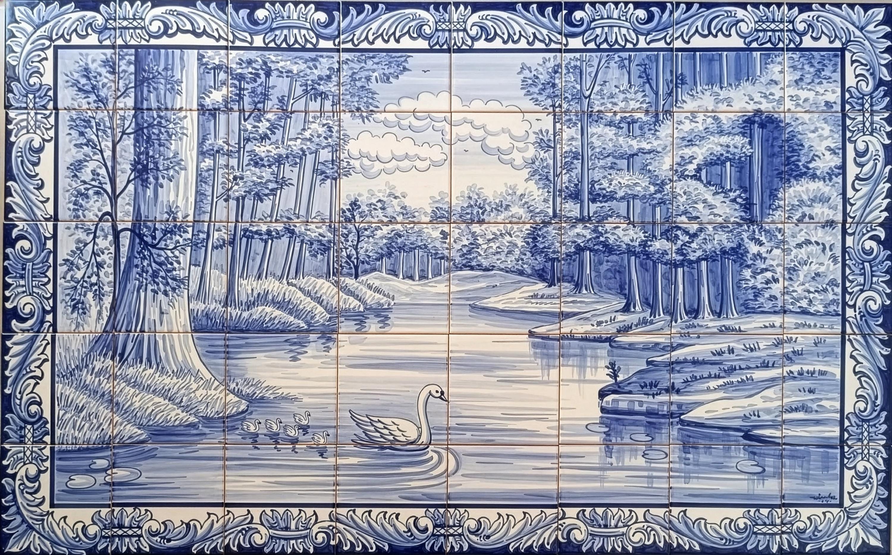 Hand Painted Swan Tile Backsplash - Portuguese Tiles | Ref. PT2297 - Etsy