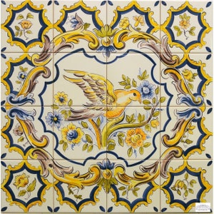 Portuguese Hand Painted Tiles "Yellow Bird" | Ref. PT2157