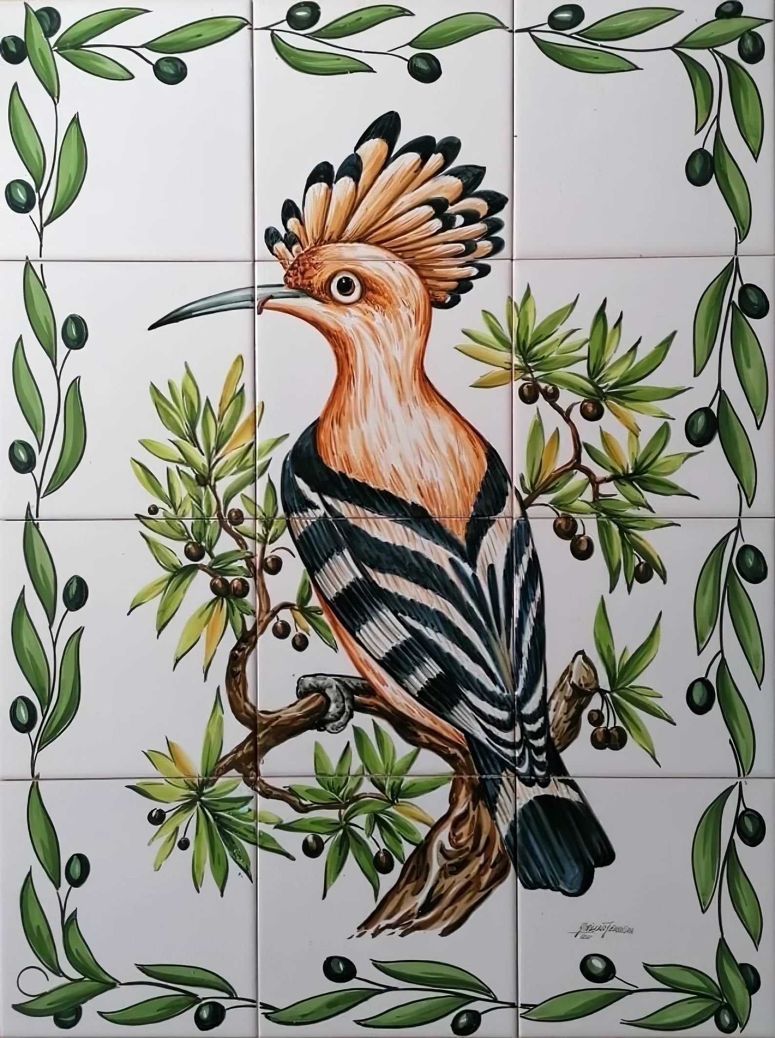 Hoopoe Tile Backsplash - Hand Painted Portuguese Tiles | Ref. PT2083 - Etsy