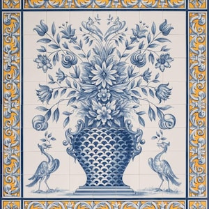 Large Portuguese Tile Mural - Indoor/Outdoor Tiles  - Hand Painted & Signed by Artist &quot;Albarrada&quot; | Ref. PT2006
