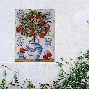 Outdoor Tile Mural - Hand Painted Portuguese Tiles - Made to Order