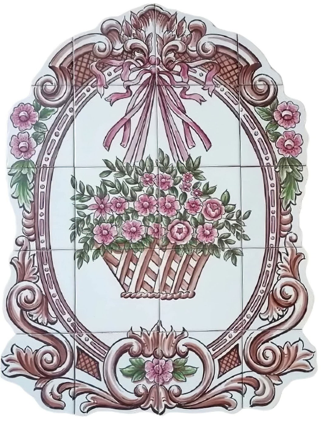 Pink Backsplash Tiles - Hand Painted - Indoor/outdoor Tiles 