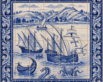 Hand Painted Portuguese Tiles "Sea Myths" | Ref. PT2343
