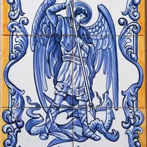 Portuguese Hand Painted Tile Mural "São Miguel Arcanjo" | Ref. PT2098