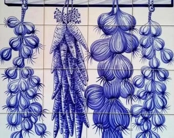 Vegetable Backsplash - Hand Painted - Portuguese Tiles | Ref. PT2326