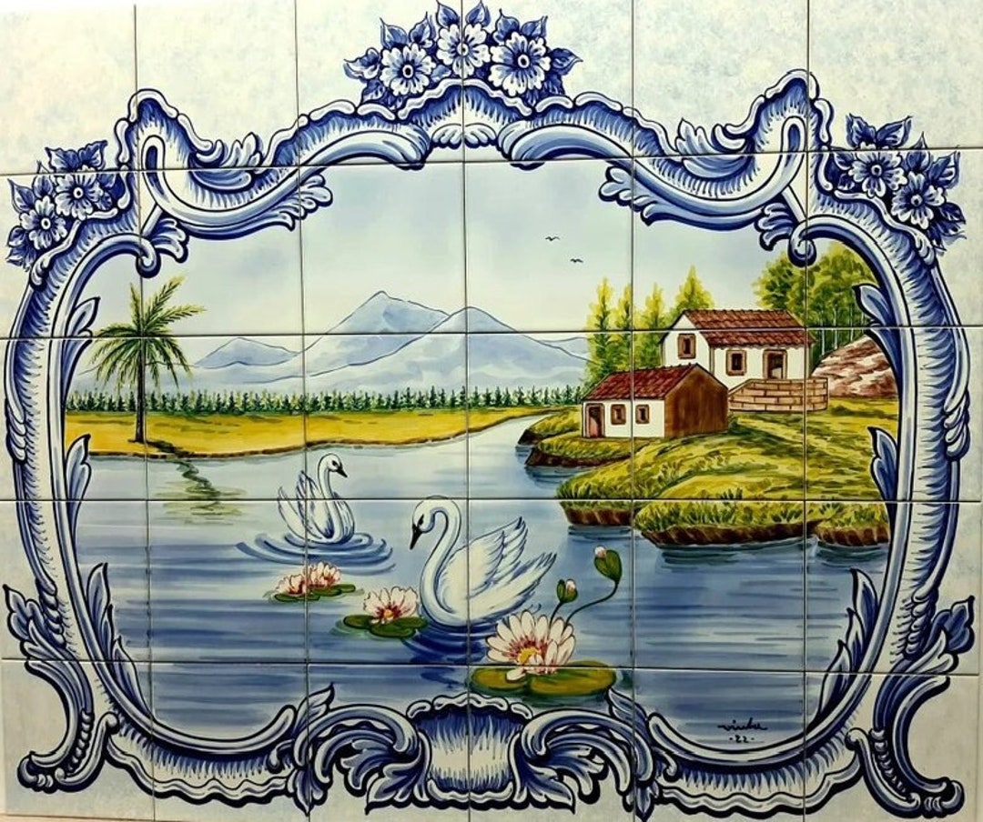 Hand Painted Swan Tile Backsplash | Ref. PT2387 - Etsy