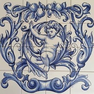 Portuguese Hand Painted Tiles &quot;Cherub&quot; | Ref. PT2112