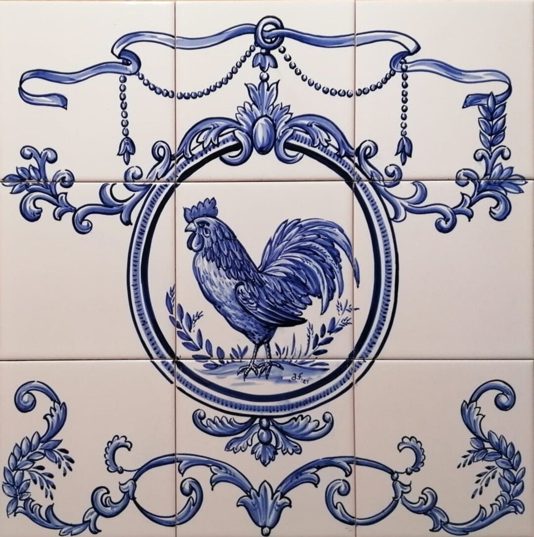 Portuguese Hand Painted Tiles rooster Ref. Etsy UK