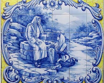 Religious Tile Mural - Hand Painted - Indoor/Outdoor - Portuguese Tiles "Jesus" | Ref. PT2336