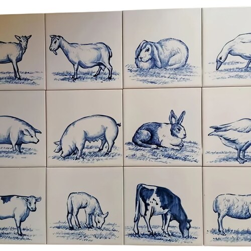 Hand Painted Kitchen Tiles Farm Animals Ref. PT2316 Etsy