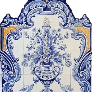 Portuguese Tile Mural - Hand Painted Indoor/Outdoor Tiles "Blue Flower Vase" | Ref. PT2225