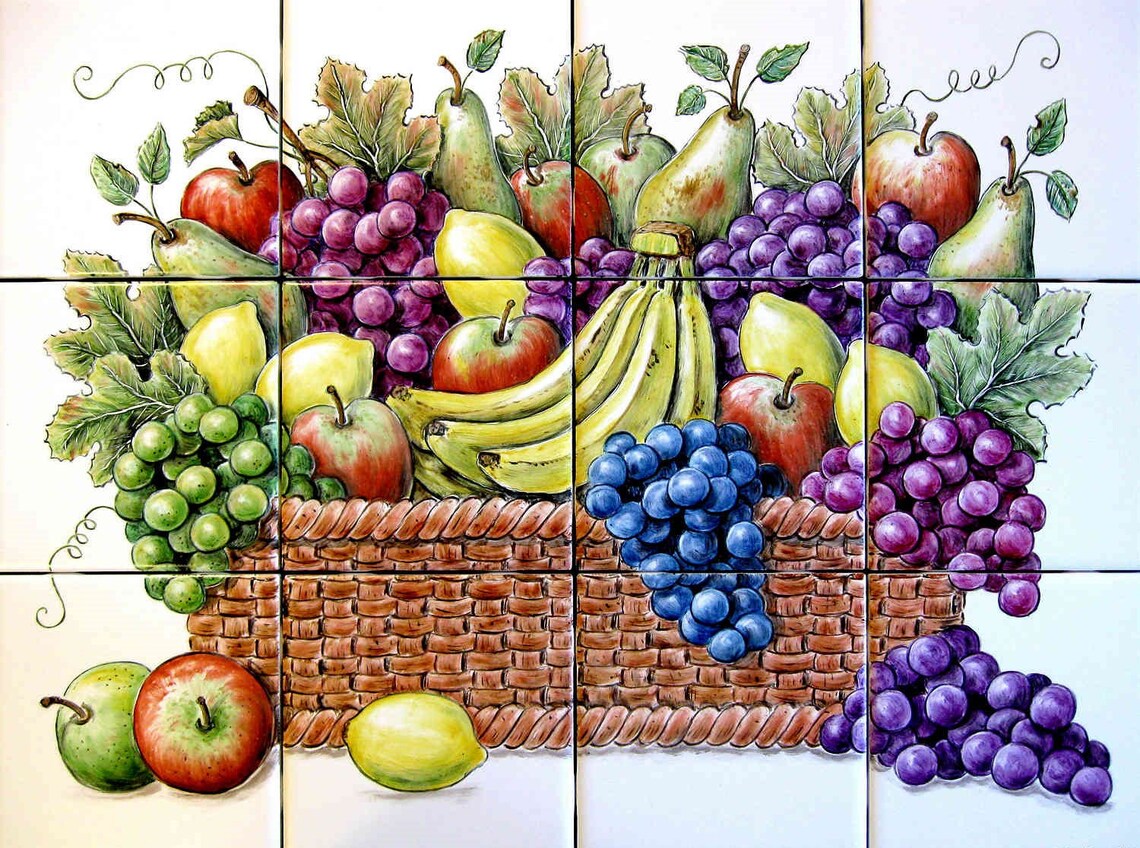 Kitchen Tile Wall Mural Fruit Basket Ref. PT2032 Etsy