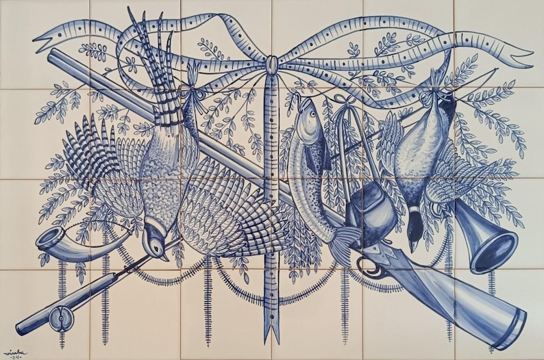 Kitchen Backsplash Tile Mural Hand Painted Tiles hanging Game Ref