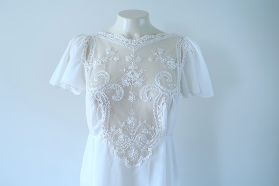 Vintage 70s/80s Lace Bodice Angel Sleeves NIght Go