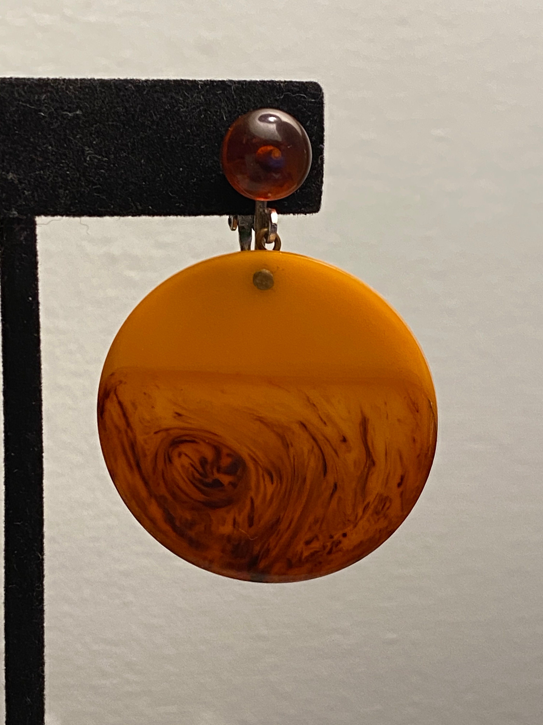 Vintage Bakelite Butterscotch Dangle Earrings Clip on 1930s Etsy