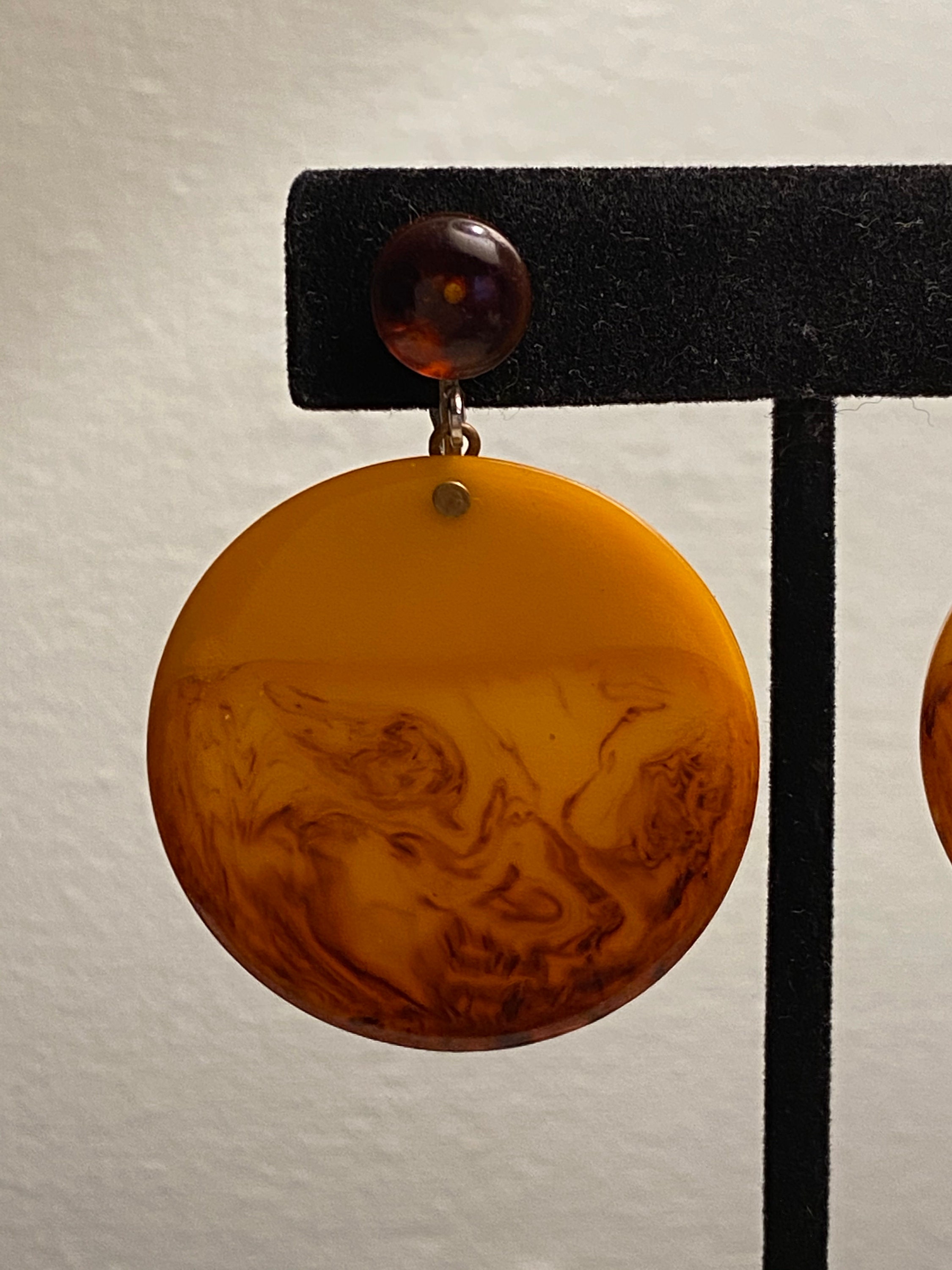 Vintage Bakelite Butterscotch Dangle Earrings Clip on 1930s Etsy