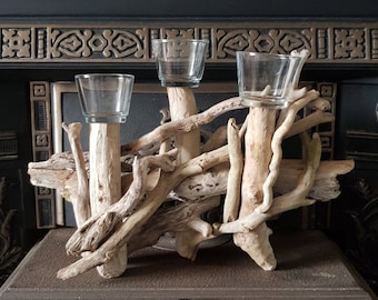 Driftwood candle holder