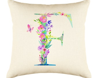 F letter cushion | Etsy Letter G Watercolor Flower Throw Pillow