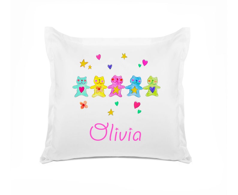 Kids Bedroom Decor Personalized Kids Pillowcase with Dancing Bears Art Birthday Gift /& Baby Shower 20x30 26x26 Di Lewis Studios Home Decor