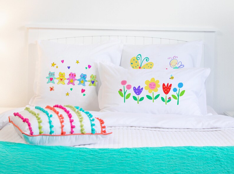 Kids Bedroom Decor Personalized Kids Pillowcase with Dancing Bears Art Birthday Gift /& Baby Shower 20x30 26x26 Di Lewis Studios Home Decor