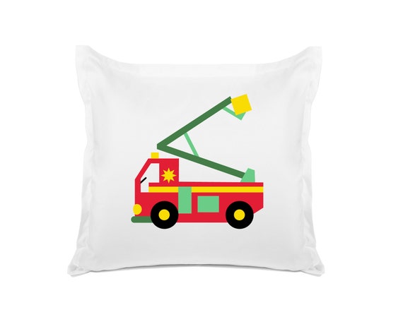Personalized Kids Pillowcase With Fire Truck Art Kids Bedroom Decor Birthday Gift And Baby Shower 20x30 26x26 Di Lewis Studios Home Decor
