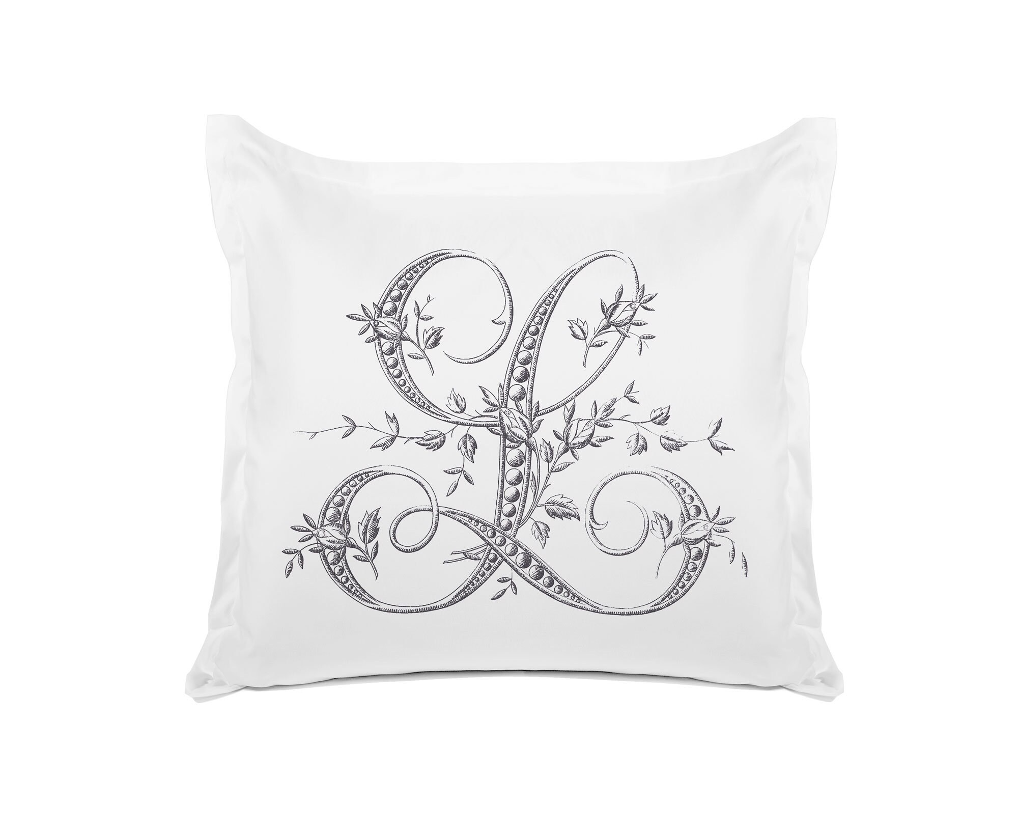 Di Lewis Throw Pillow Cover, Vintage French Monogram Letter T