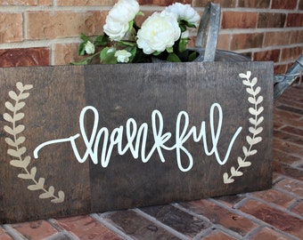 Thankful Wood Sign | Thankful Sign | Fall Decor Sign