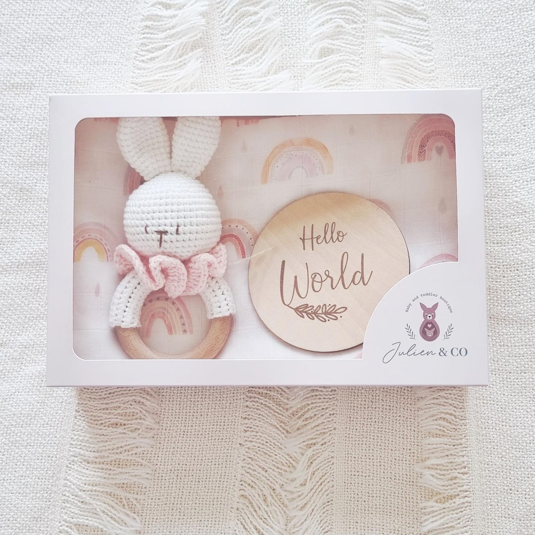 Pink Bunny Gift Box - Baby Gift Box, Baby Neutral Gift Box, Baby Girl ...