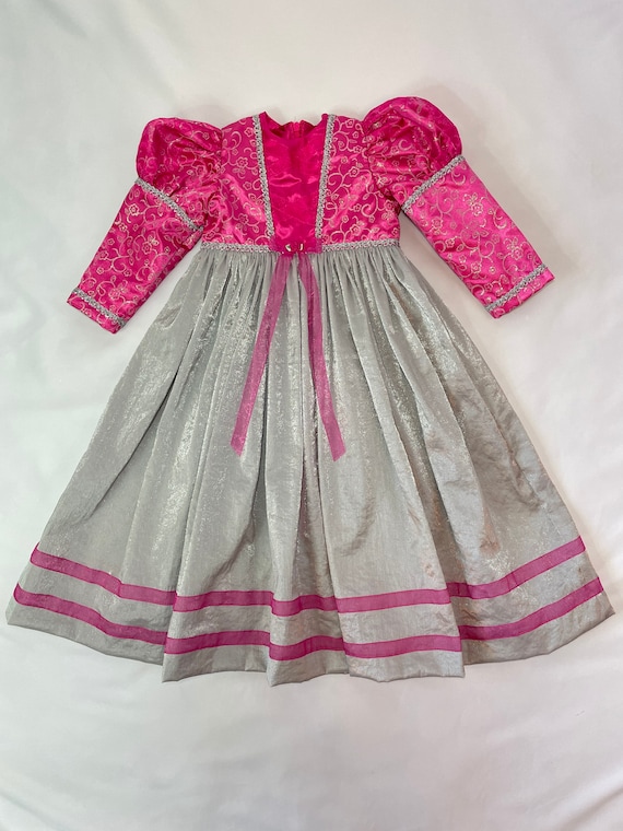 Girls Size 3 Hot Pink and Gray Embossed Princess Dress