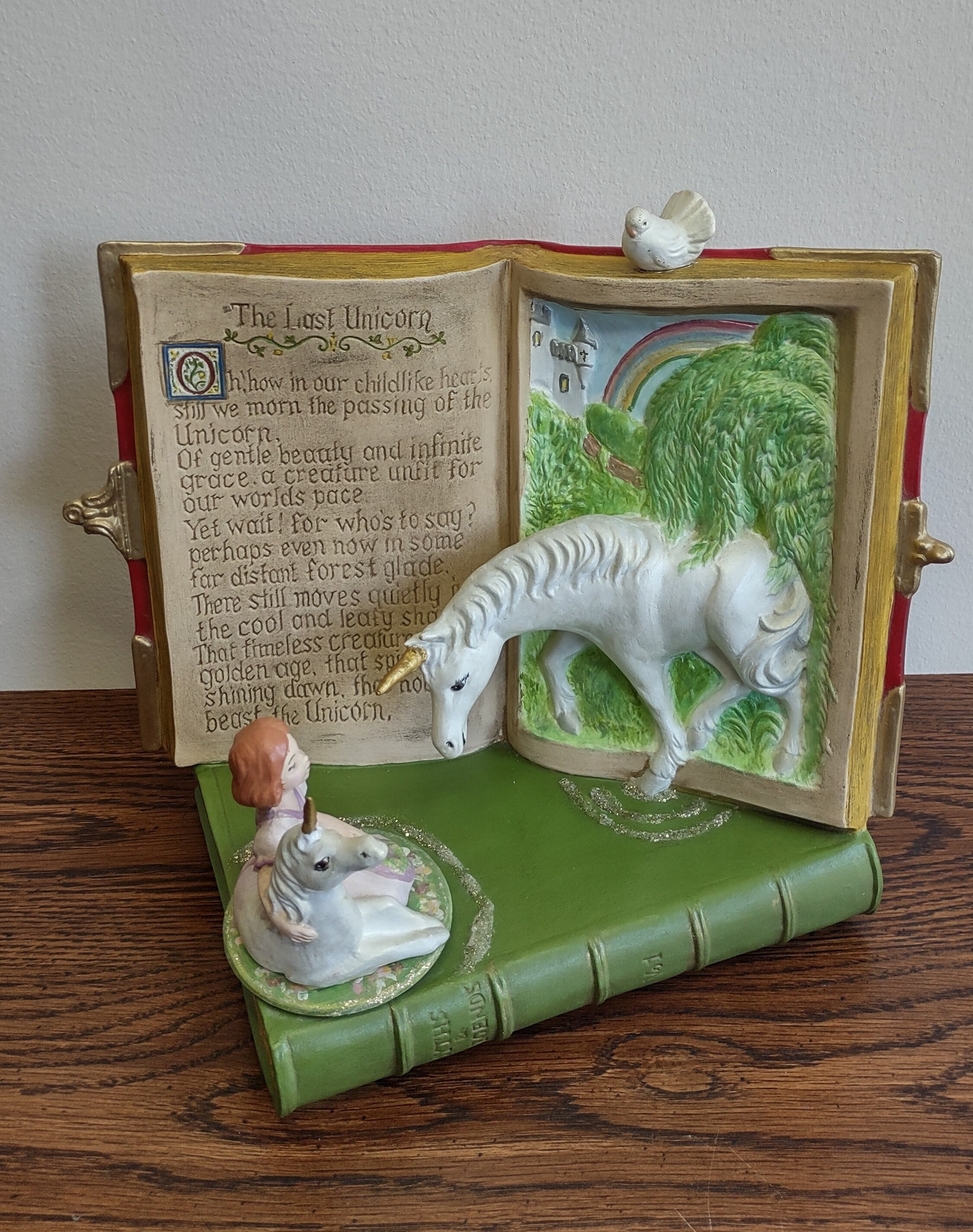 The Last Unicorn Ceramic Book With Music Box Plays 