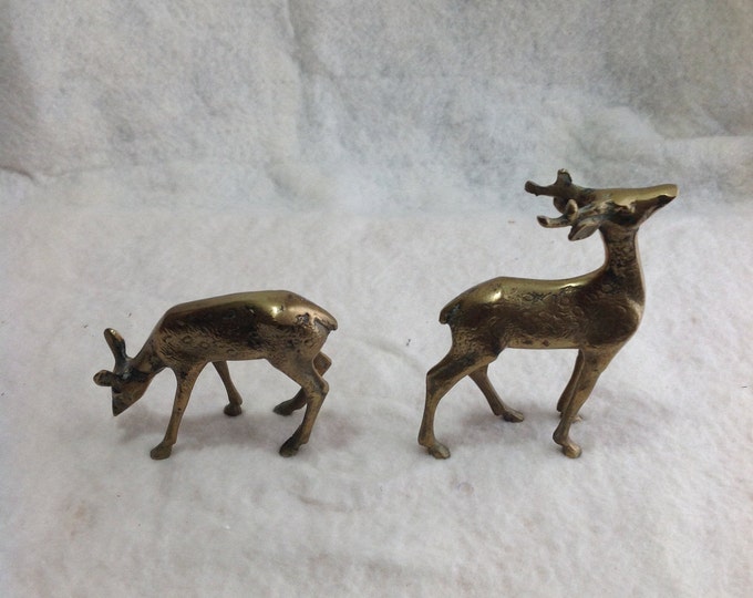 Vintage Solid Brass Buck and Doe Set Etsy