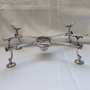 Antique silver dish cross 18th century Georgian George lll silver plate adjustable dish warmer, circa 1700&#39;s