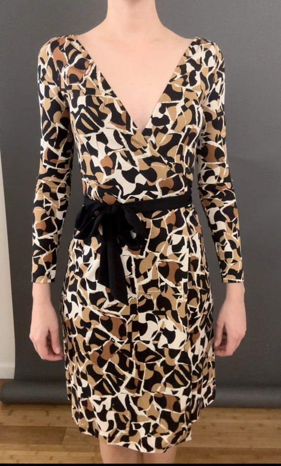 Diane von furstenberg leopard wrap cheap dress
