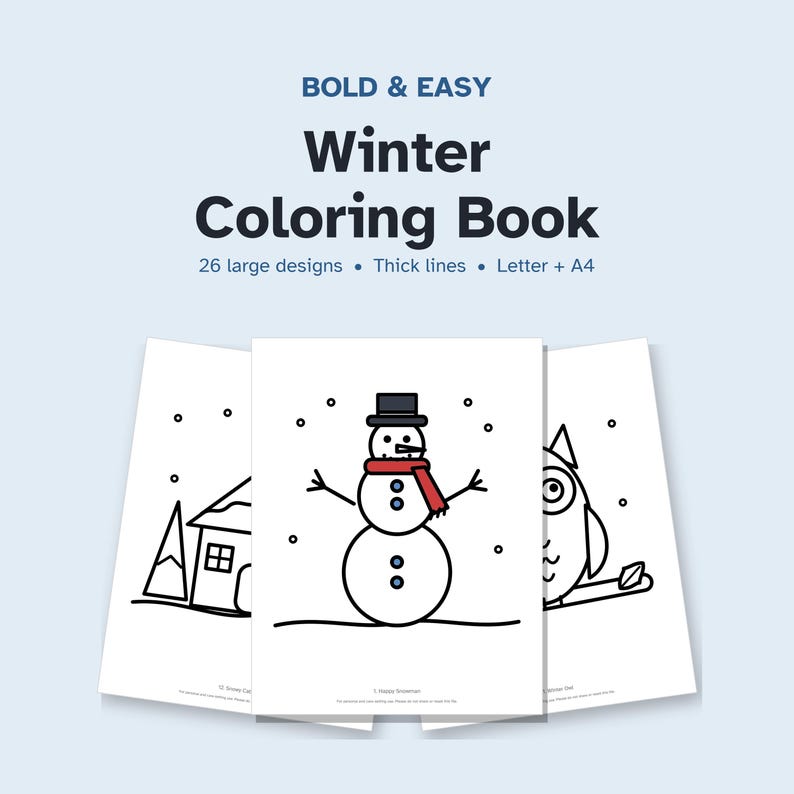 Winter Coloring Pages, Bold and Easy Christmas Coloring Book ...