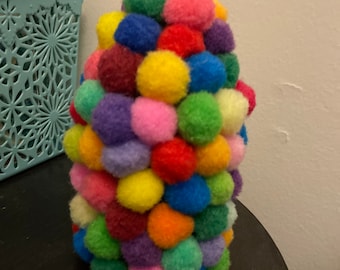 Rainbow Pom Pom Vase
