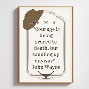 John Wayne Quote Digital Print – Wild West Cowboy Wall Art, Rustic Western Decor, Man Cave Printable, Vintage Country Poster Download