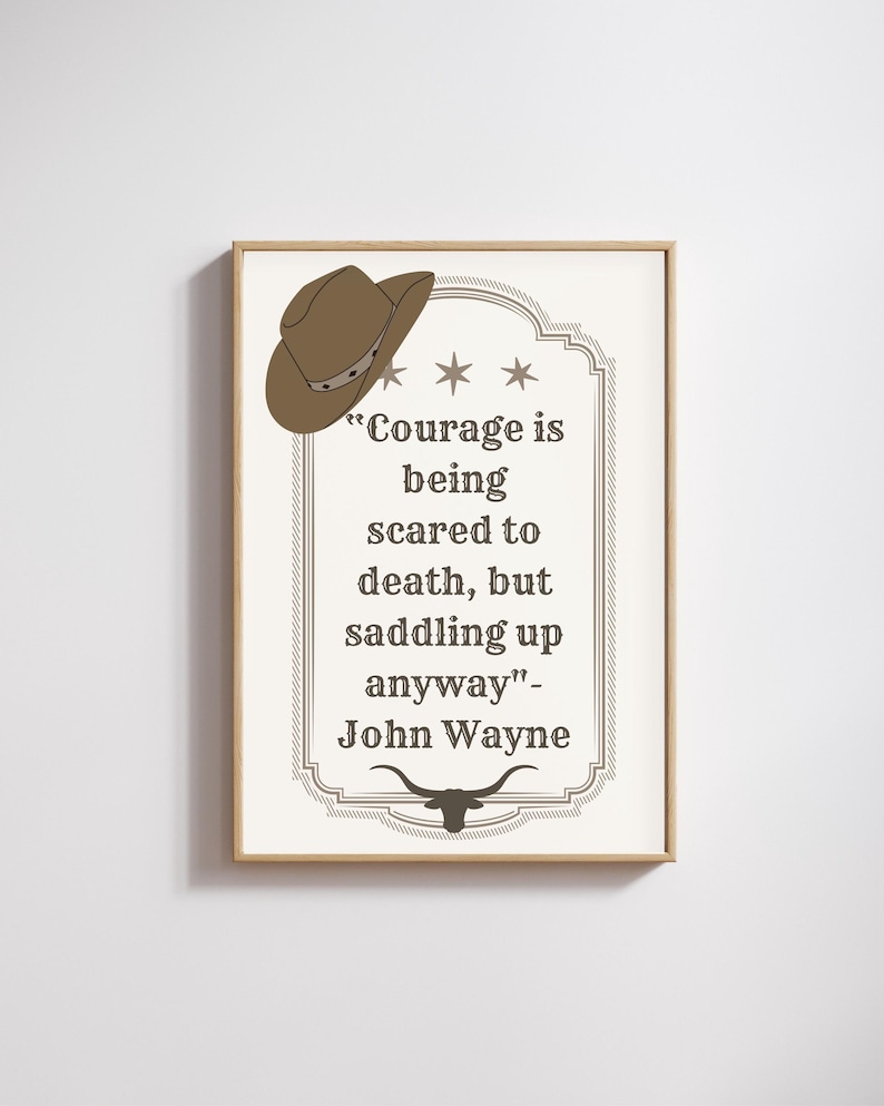 John Wayne Quote Digital Print Wild West Cowboy Wall Art, Rustic