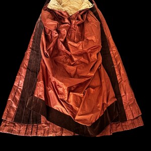 Antique Victorian 1880s Bustle Dress Costume Mid Brown Silk and Darker ...