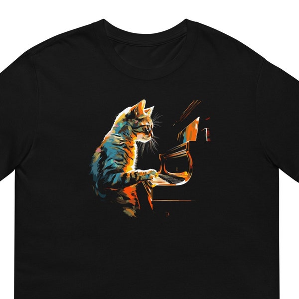 Cat Playing Piano Musician Piano Player Piano and Cat Lover Shirt Unisex T-Shirt