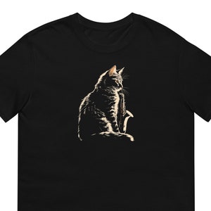 Saxophone Shirt Cat Playing Jazz Shirt Music Blues Sax Shirt Instrument Saxophonist Shirt