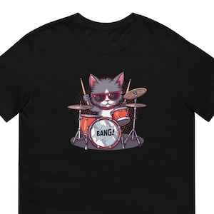 Playful Cat Drummer Shirt - Unique Feline Musician Tee for Cat Lovers Unisex T-Shirt