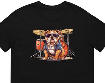 Bulldog Drummer Shirt Drum Tshirt Unisex T-Shirt