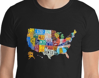 Road Trip Shirts Familie Road Trip Shirts Verenigde Staten Kaart USA US Kenteken Art Unisex T-Shirt