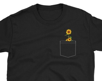 Camiseta Girasol Camiseta Verano Flor Amarilla Camiseta Sol Camiseta Bolsillo