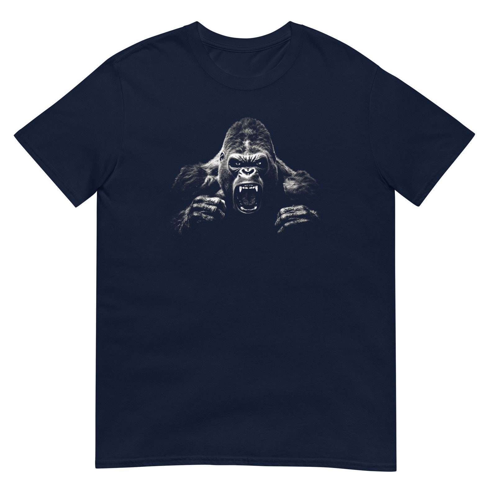 Men's Silverback Gorilla T-shirt – Roaring Angry Face Tee for Wildlife ...