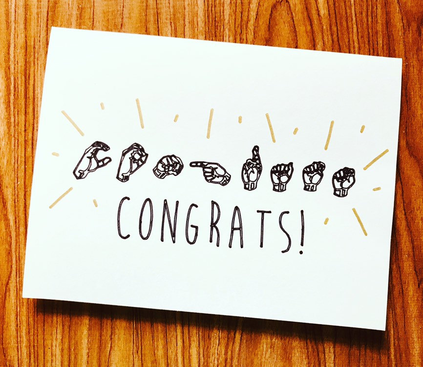 Deaf ASL Fingerspelling Sign Language Blank Congratulations | Etsy